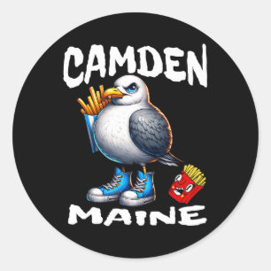 Camden Maine Funny Seagull French Fries Souvenir Classic Round Sticker