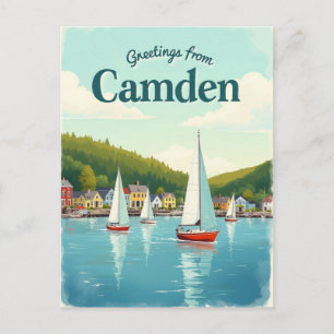 Camden, Maine – Sailboats & Harbors Vintage Postcard