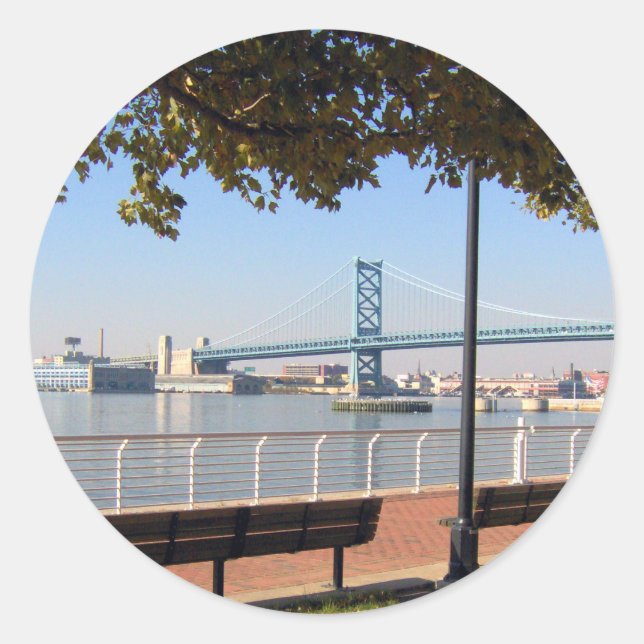 Camden NJ Bridge Classic Round Sticker (Front)