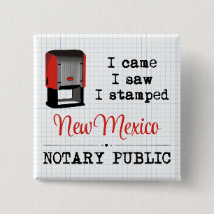 Came Saw Stamped Notary Public New Mexico 15 Cm Square Badge