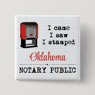 Came Saw Stamped Notary Public Oklahoma 15 Cm Square Badge