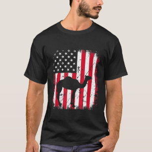 Camel American Flag 4th Of July Usa T-Shirt