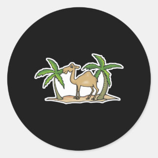 camel and palm trees classic round sticker
