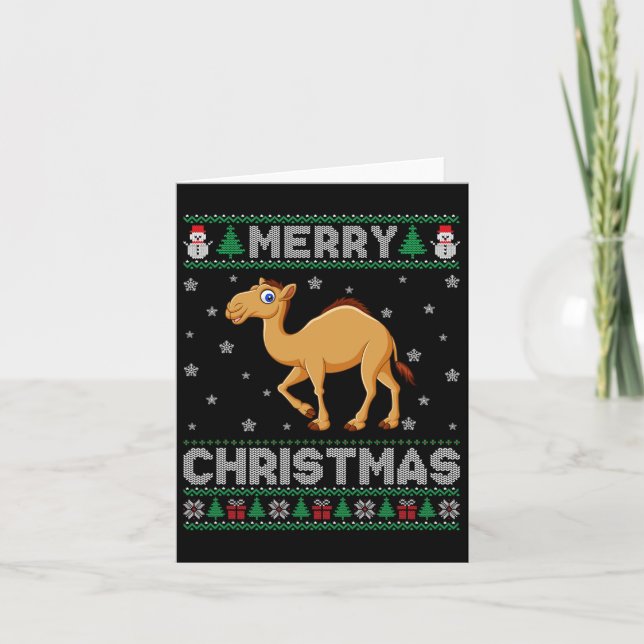Camel Animal Men Women Kids Ugly Christmas Sweater Card (Front)