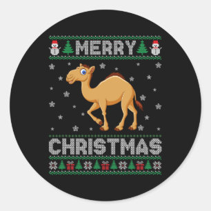 Camel Animal Men Women Kids Ugly Christmas Sweater Classic Round Sticker