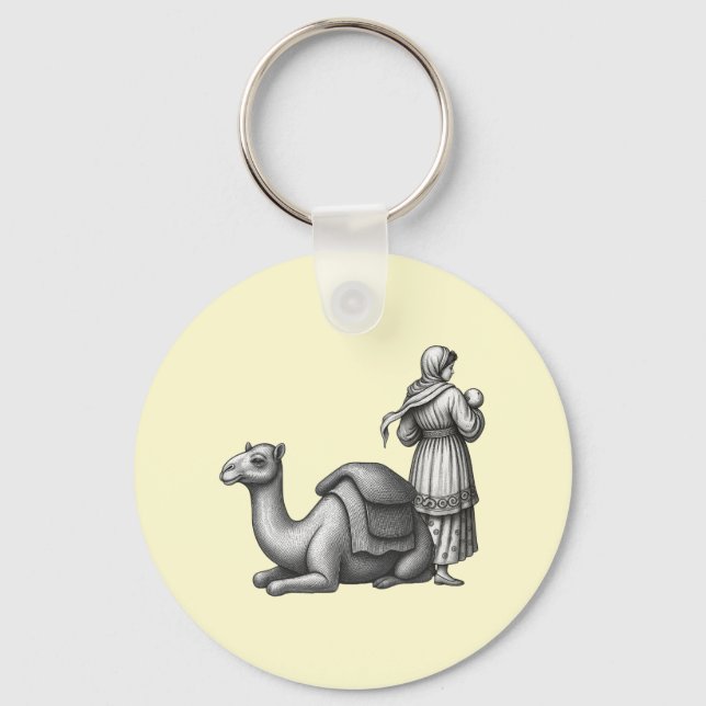 Camel & Arabic Letter Keychain (Front)