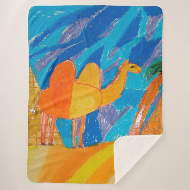 Camel Art by Kids drawing Sherpa Blanket (Front)