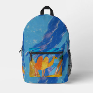 Camel at Pyramids Printed Backpack