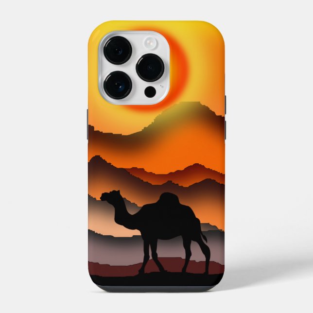 Camel At Sunset Desert iPhone Case (Back)