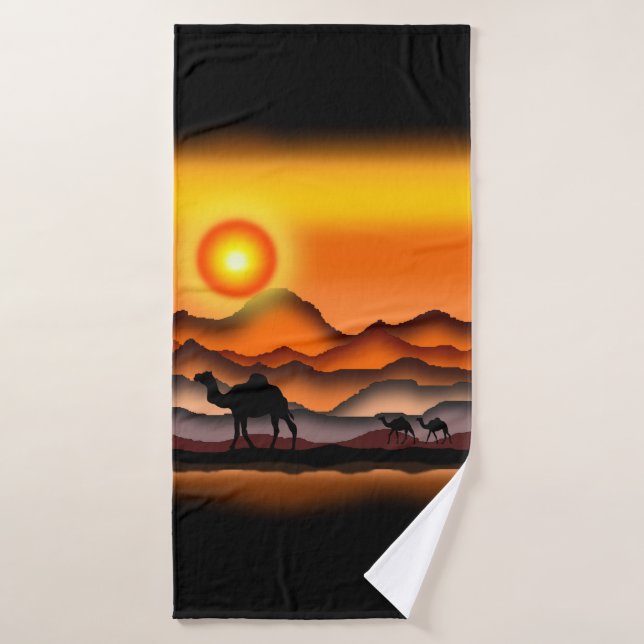 Camel Bath Towel Sunset Desert (Bath Towel)