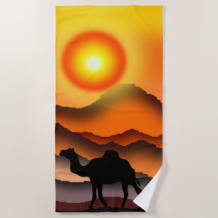 Camel Beach Towel Desert Sunset