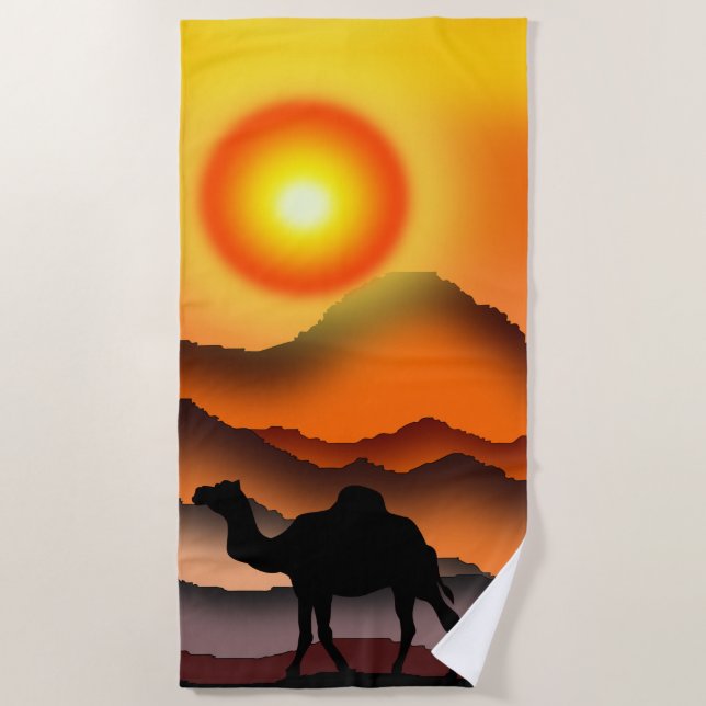 Camel Beach Towel Desert Sunset (Front)