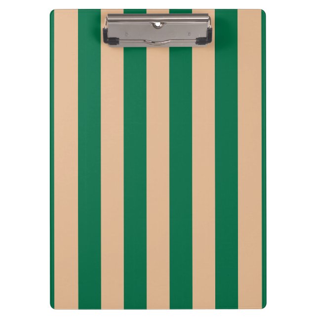 Camel Beige & Classic Green Stripe Clipboard (Front)