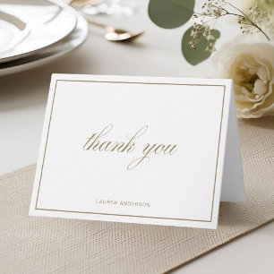 Camel Beige Classic Script Bridal Shower Folded Thank You Card
