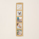 Camel Beige Personalised Name 5 Photo Collage Scarf<br><div class="desc">Personalised Family Name 5 Photo Collage Scarf
Custom photographs camel beige template with personalised and unique personal collage,  modern and cool image grid for a beautiful family gift idea.</div>