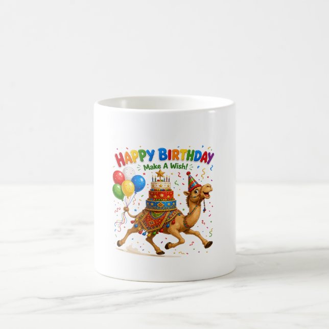 Camel Birthday Celebration Party Illustration Coffee Mug (Center)