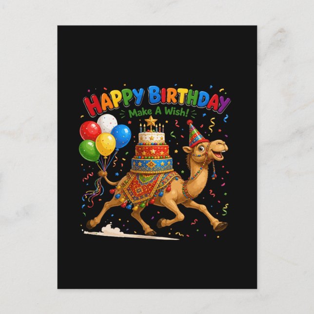 Camel Birthday Celebration Party Illustration Postcard (Front)