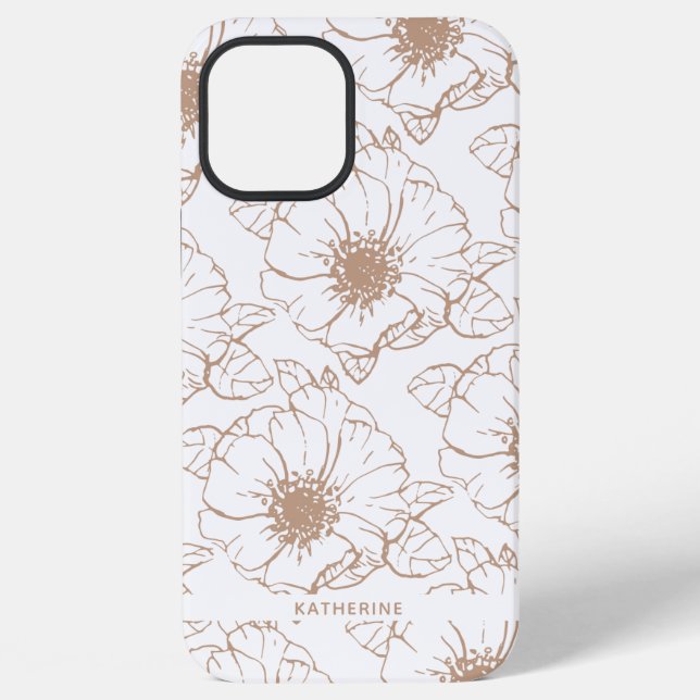Camel | Boho Floral Pattern Personalised iPhone Case (Back)