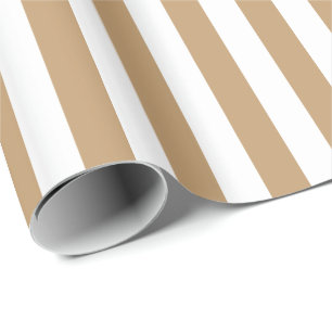 Camel Brown and White Stripe Wrapping Paper