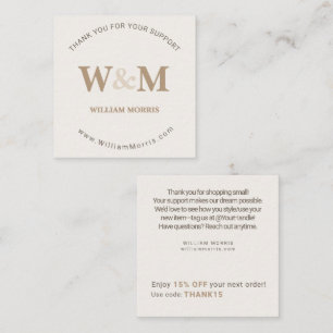 Camel Brown Cosy Minimalist Branded Company Thanks Square Business Card