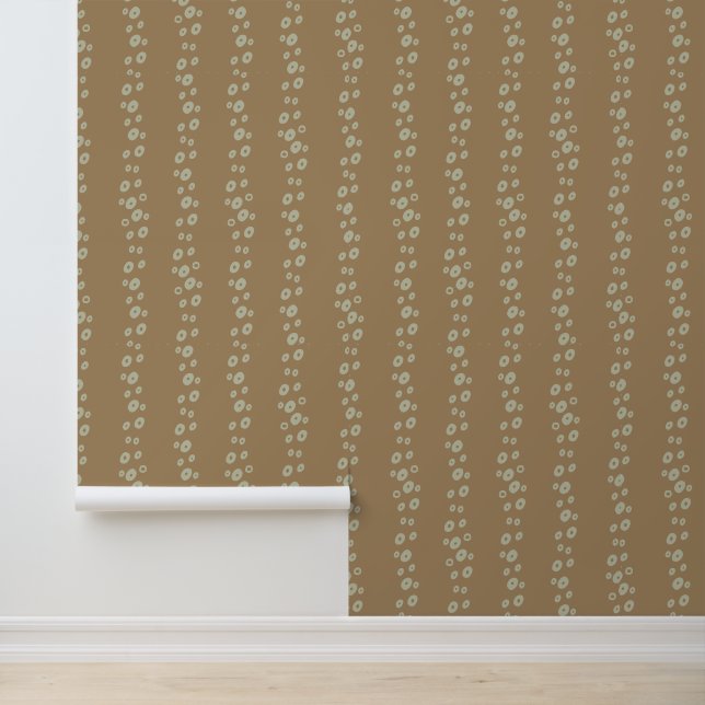 Camel Brown Dots Stripes -  Boho Earthy Vibes Wallpaper (Application)