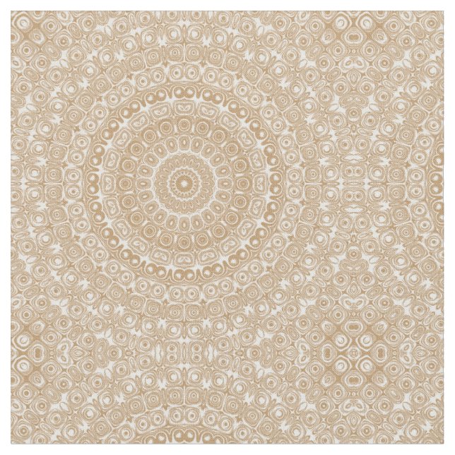 Camel Brown Mandala Pattern Design Fabric (Close Up)