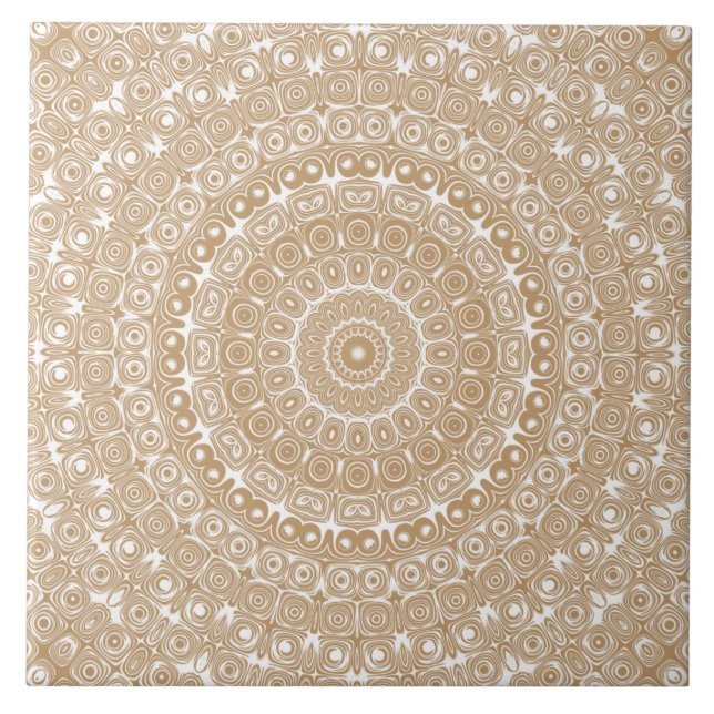 Camel Brown Mandala Pattern Design Tile (Front)
