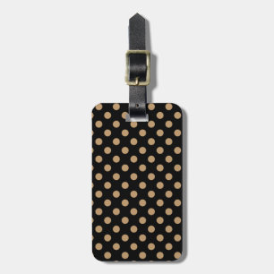 Camel Brown Polka Dots on Black Luggage Tag