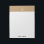 Camel Brown White Framed Initial Monogram Notepad<br><div class="desc">Camel Brown and White Framed Initial Monogram A stylish solid background with a white framed area for your monogram, name or other text. You can also change the text font, change the font size and colour, move the text, etc. If you would like this design in other colours, just drop...</div>