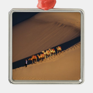 Camel caravan on the desert, Dunhuang, Gansu Metal Tree Decoration