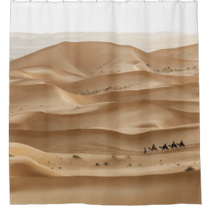 Camel caravan, Sahara sunset, Morocco Shower Curtain