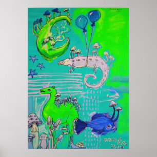 Camel, chameleon, moon poster