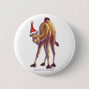 Camel Christmas 6 Cm Round Badge