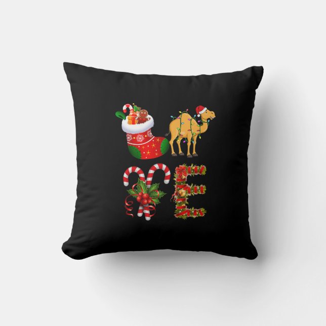Camel Christmas Lights Led Funny Santa Hat Christm Cushion (Front)