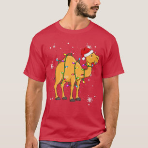 Camel Christmas Lights Led Funny Santa Hat Christm T-Shirt