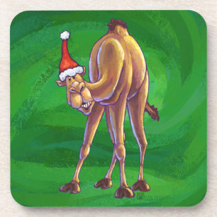 Camel Christmas On Green Coaster