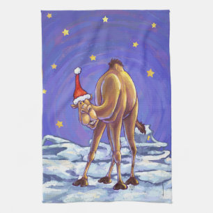 Camel Christmas Tea Towel