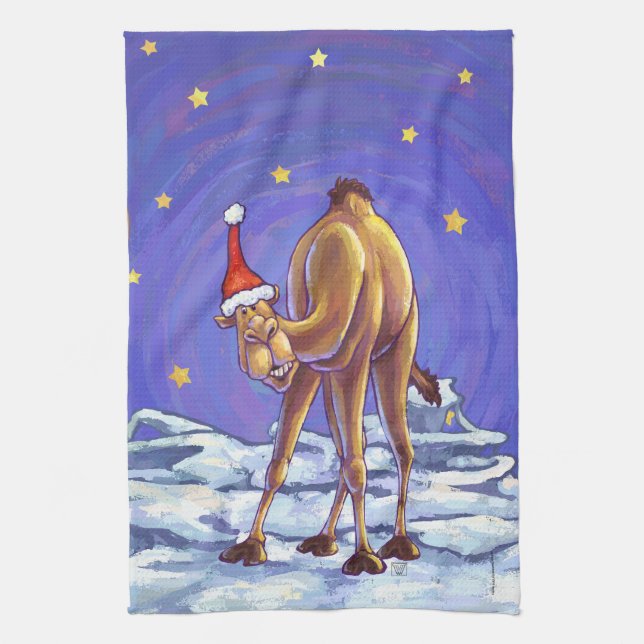Camel Christmas Tea Towel (Vertical)