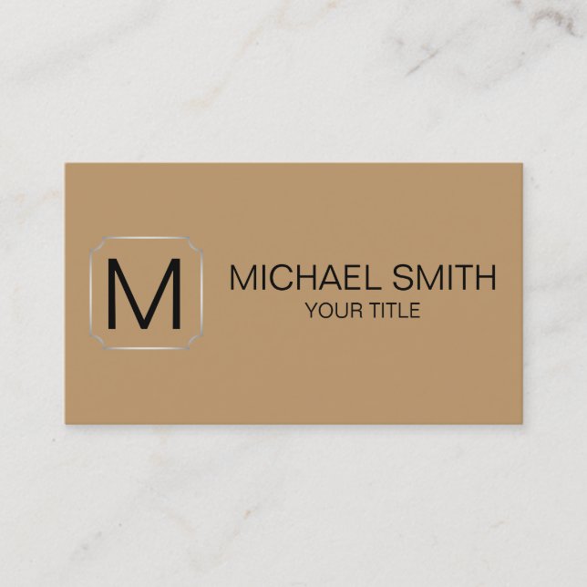Camel colour background business card (Front)