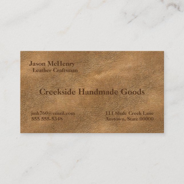 Camel-colour leather background Business Card (Front)