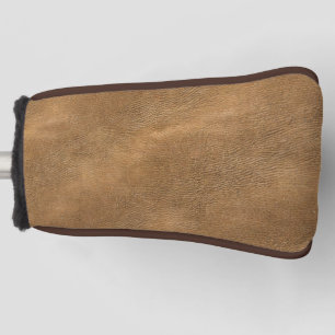 Camel-colour leather background golf head cover