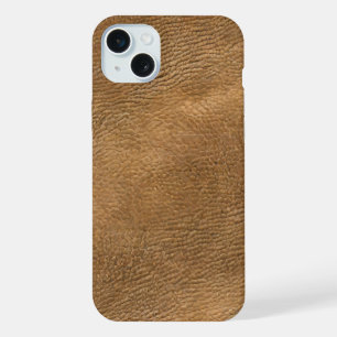 Camel-colour leather background iPhone 15 plus case