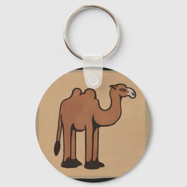 Camel - Colourful Antiquarian Book Illustration Key Ring (Front)