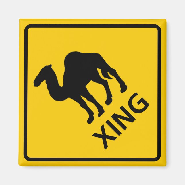 Camel Crossing Highway Sign Magnet (Front)