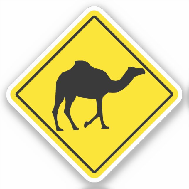 Camel Crossing Yellow Sign Middle East Funny Arab (Front)