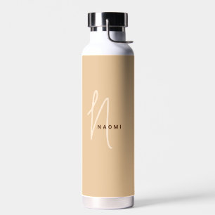 Camel   Custom Monogram Script Name Stylish Water Bottle