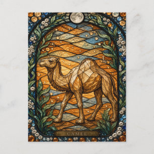 Camel Desert Dunes Illumina Stained Glass Postcard