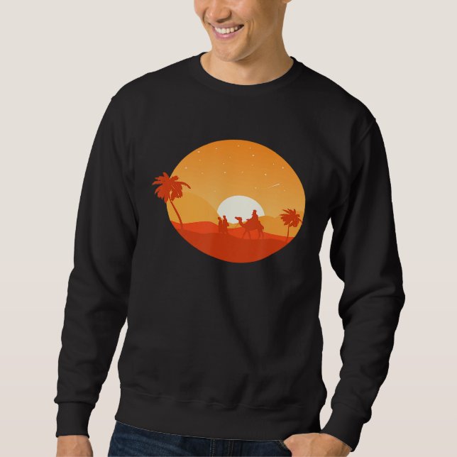 Camel Desert Sunset  Oasis Morocco Sweatshirt (Front)