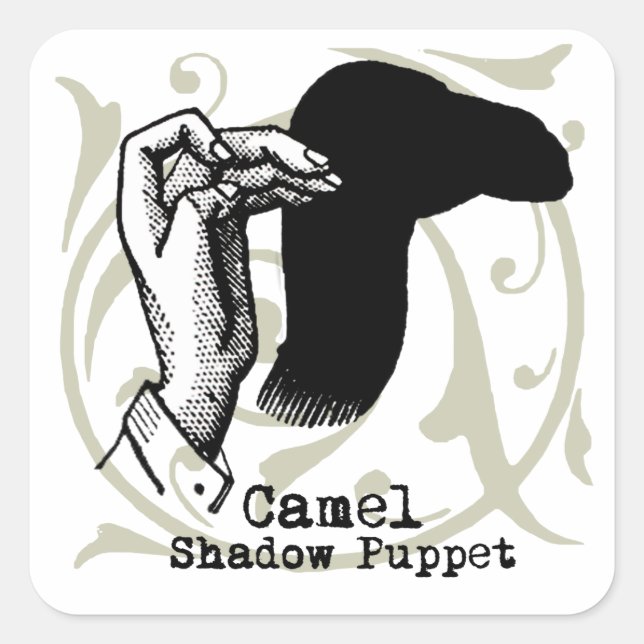 Camel Hand Puppet Shadow Games Vintage Square Sticker (Front)
