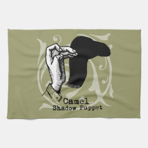 Camel Hand Puppet Shadow Games Vintage Tea Towel